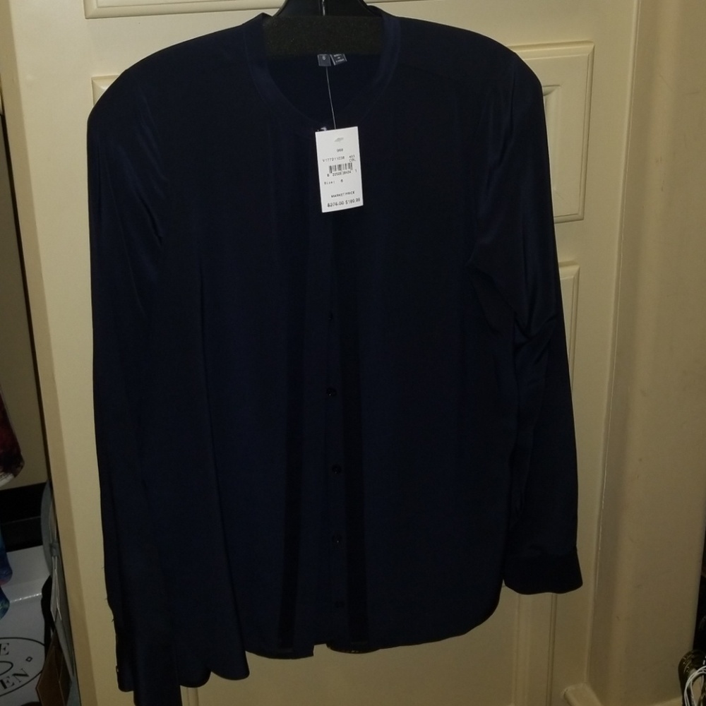Vince. Long Sleeve Silk Sheer Blouse